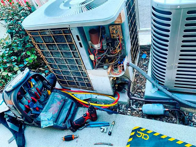 A/C Unit Maintenance with Tools and Wiring HVAC Repair